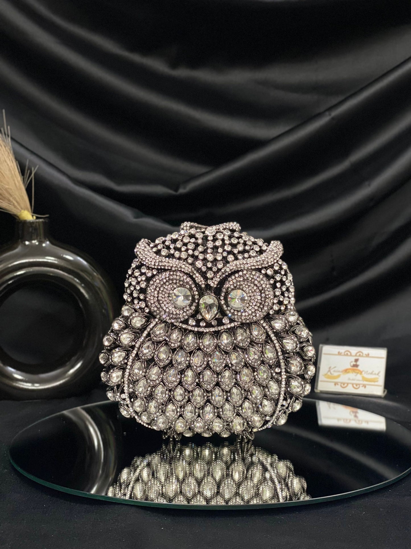 Black Owl Crystal Clutch
