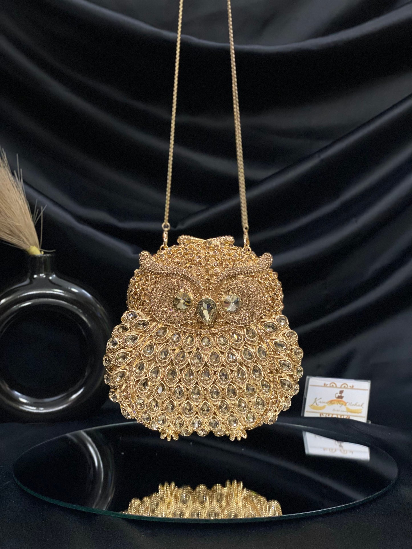 Gold Owl Crystal Clutch