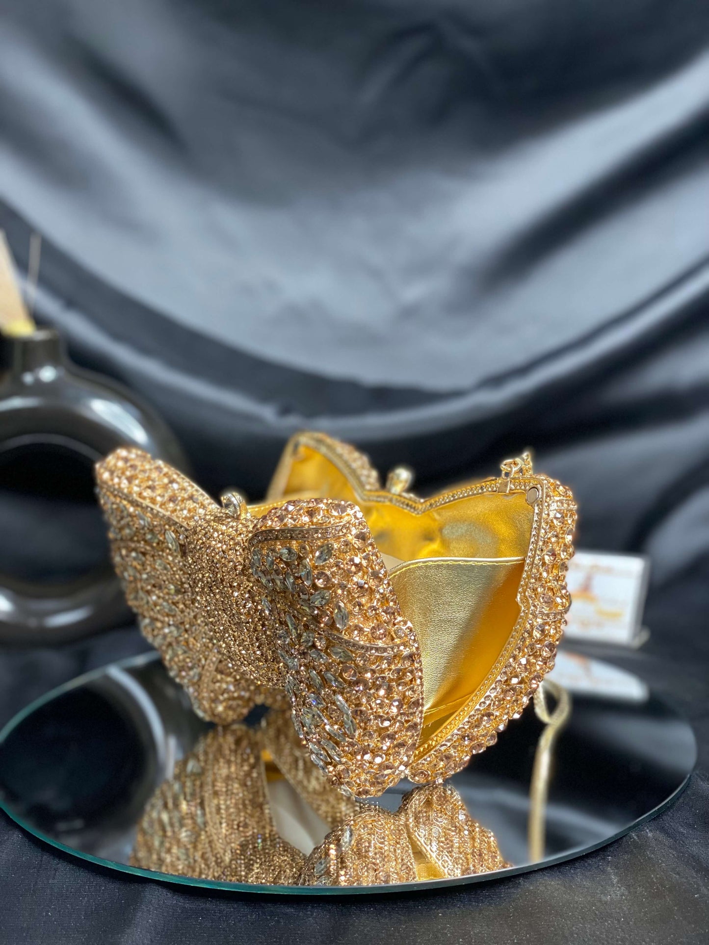 Gold Bow Crystal Clutch