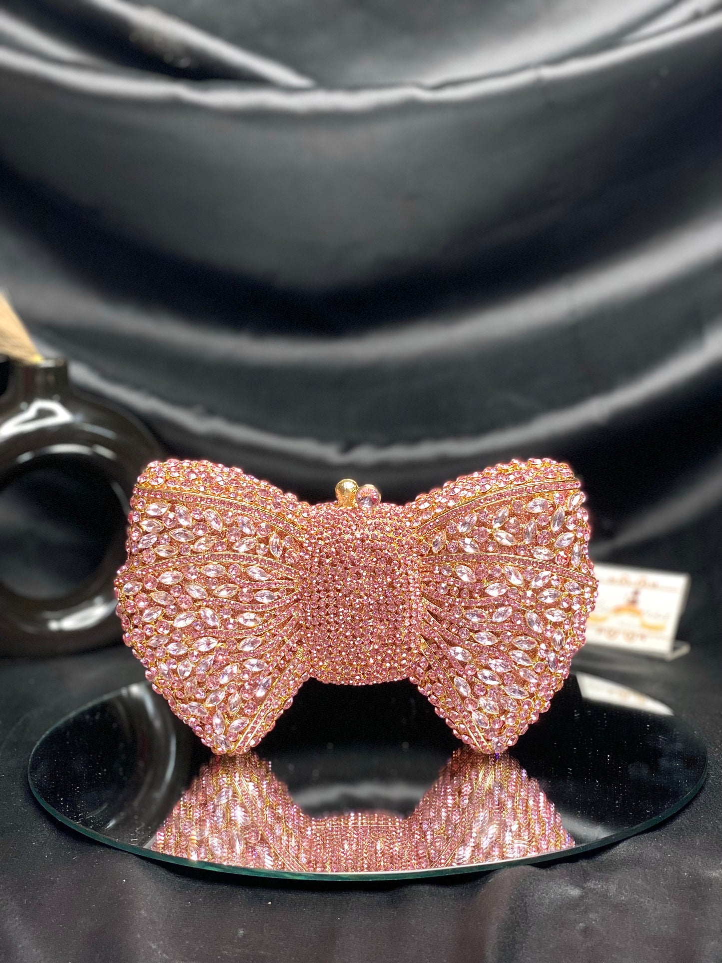 Pink Bow Crystal Clutch