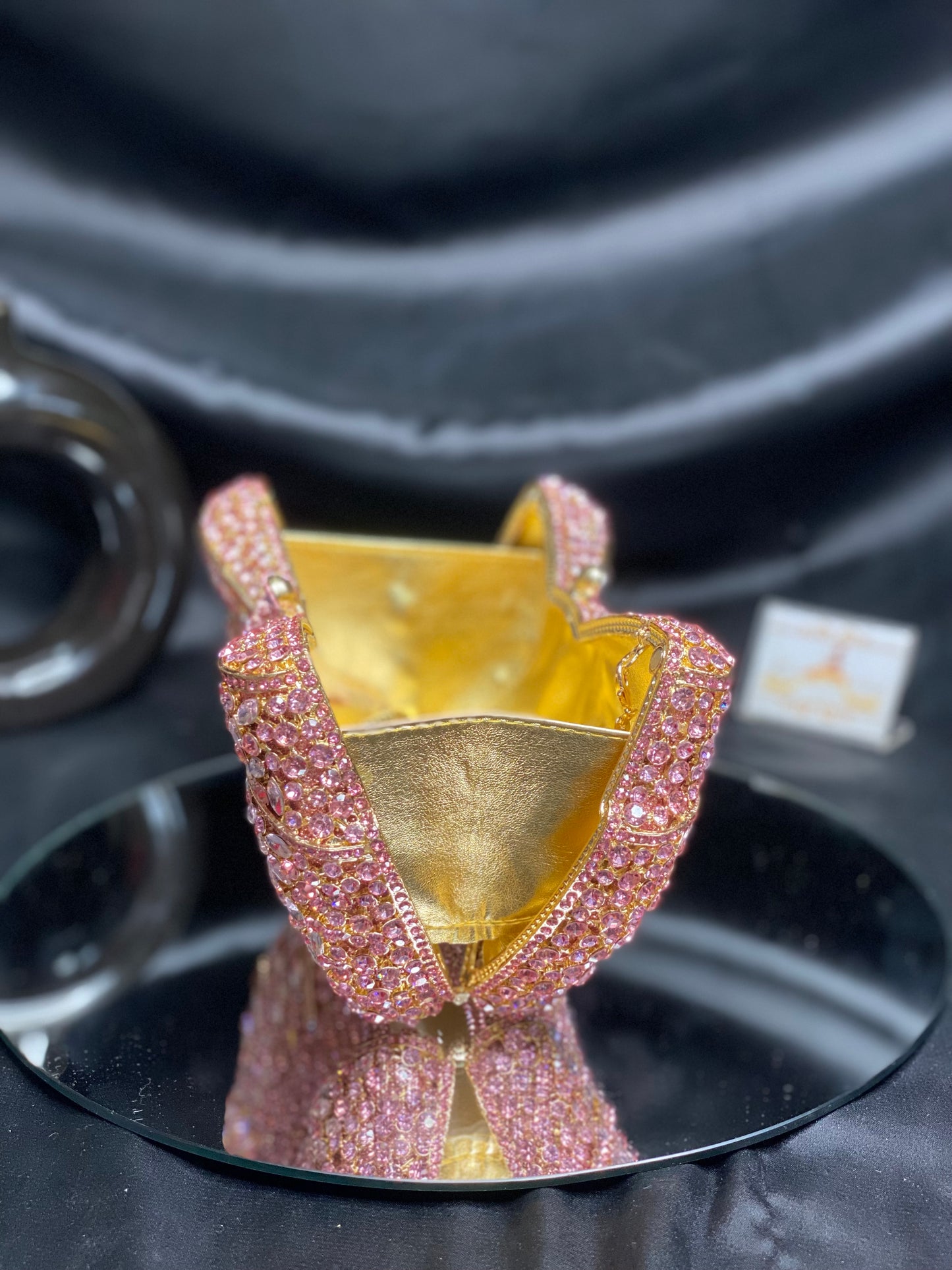 Pink Bow Crystal Clutch