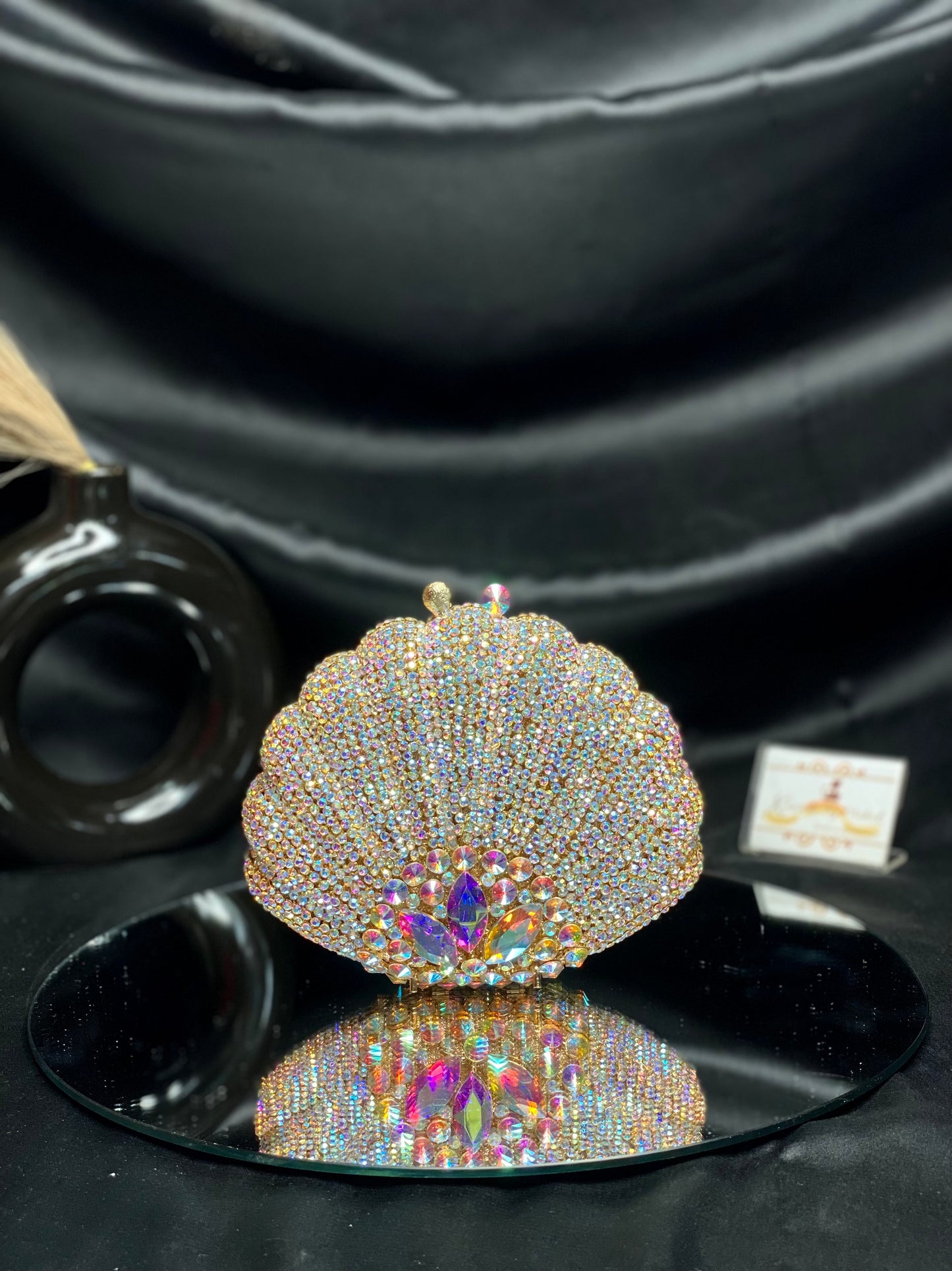 Rainbow Sea Shell Crystal Clutch
