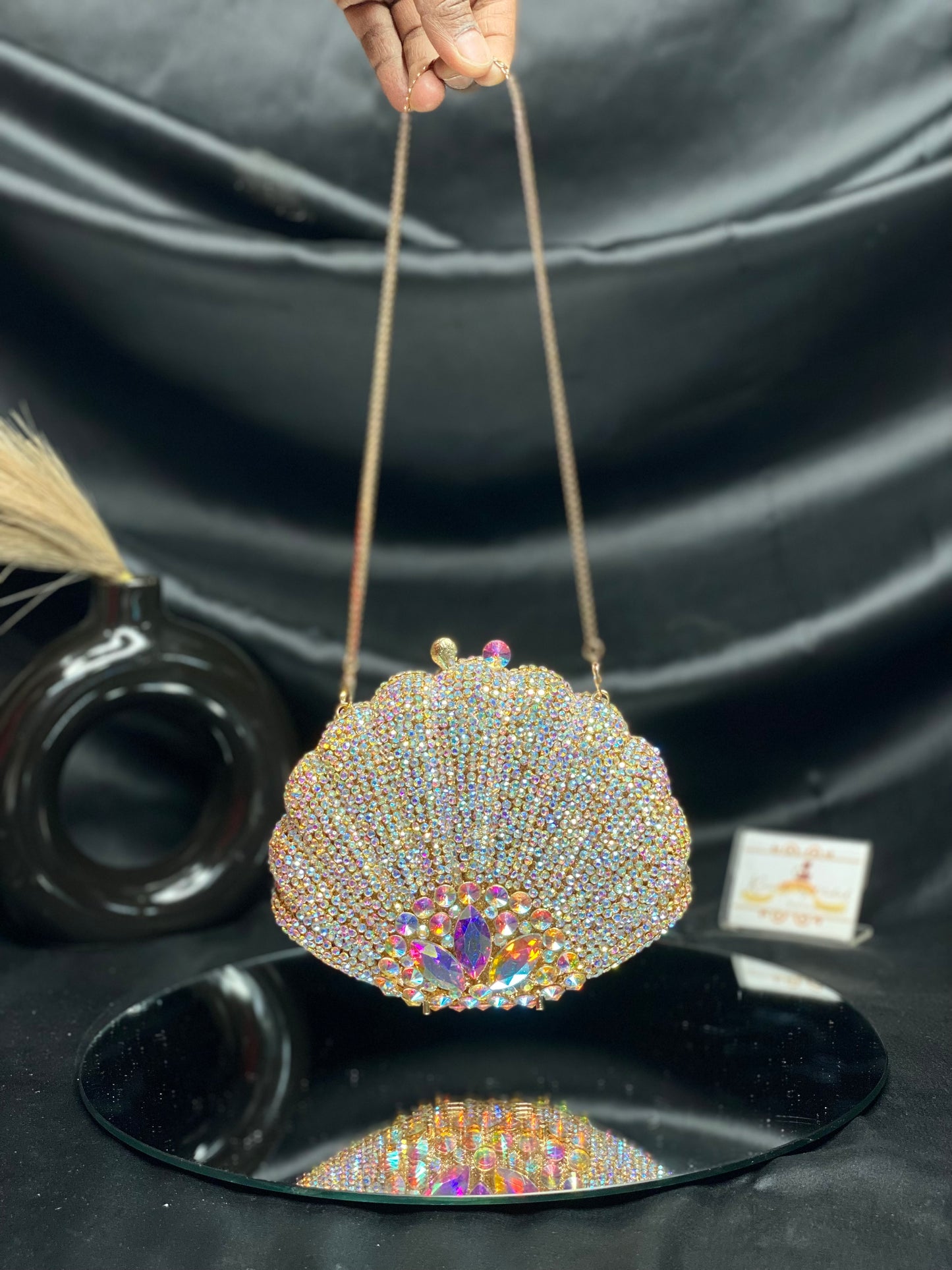 Rainbow Sea Shell Crystal Clutch