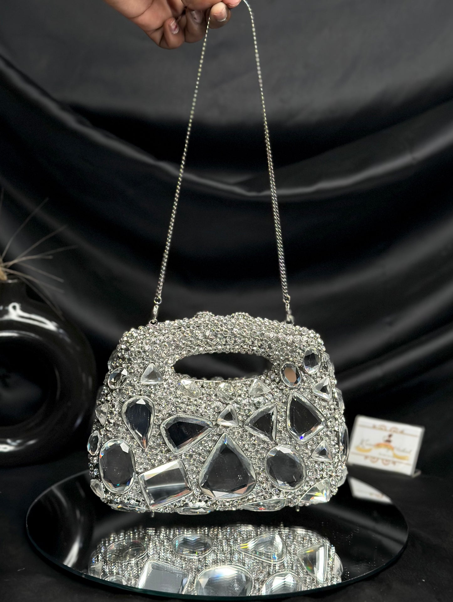 Jenna Crystal Clutch - Silver