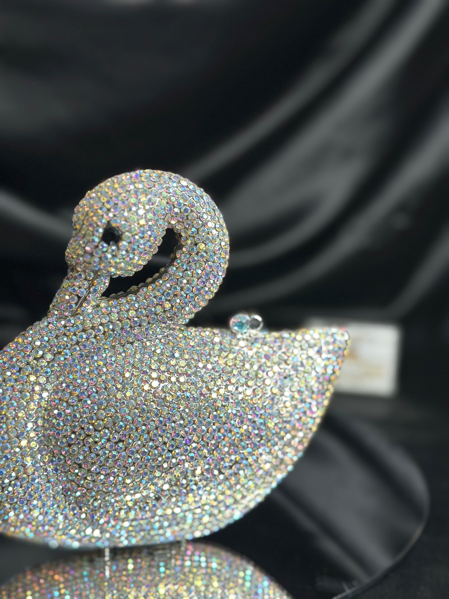Swan Crystal Clutch - Silver Rainbow