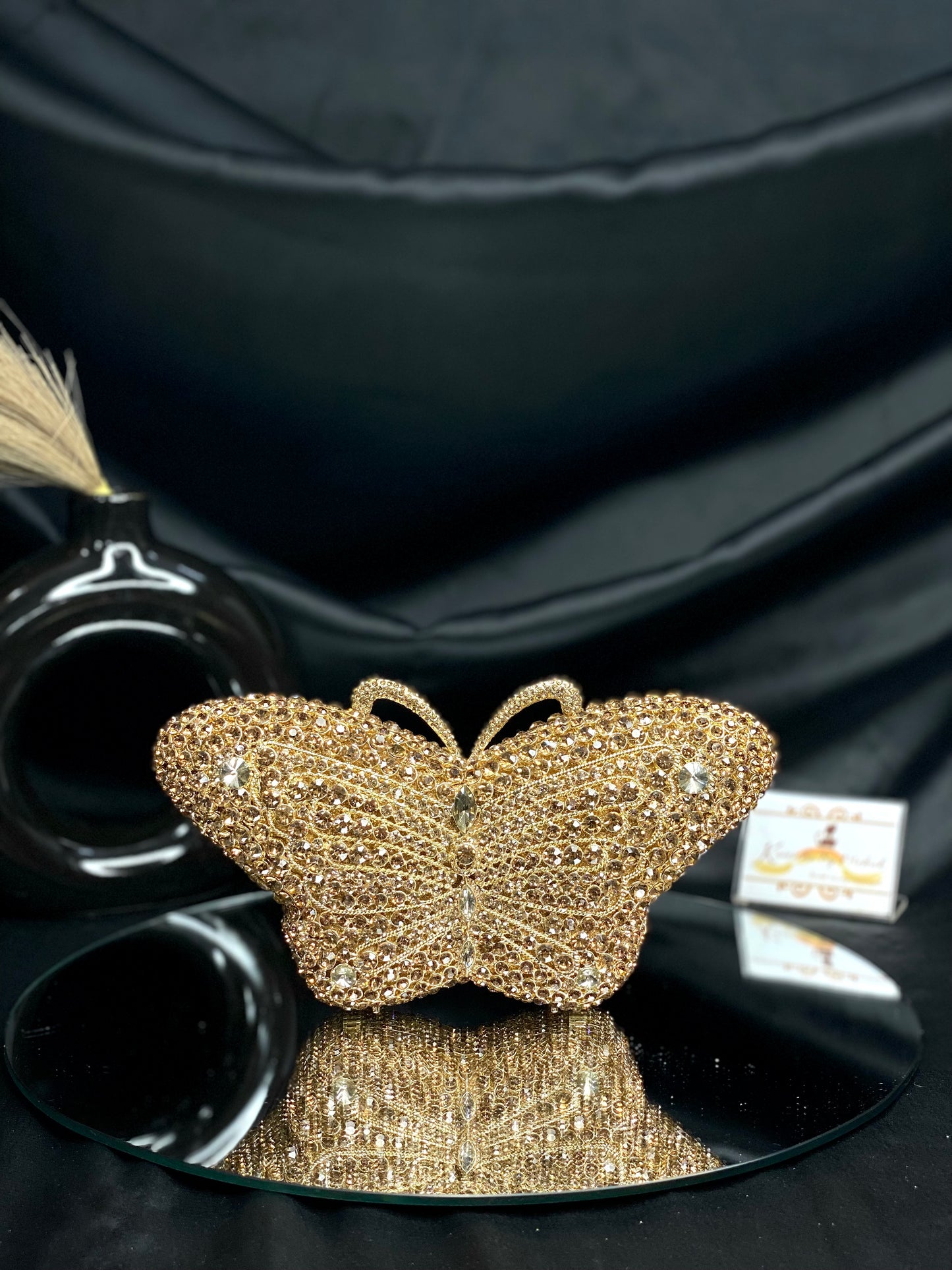 Gold Butterfly Crystal Clutch