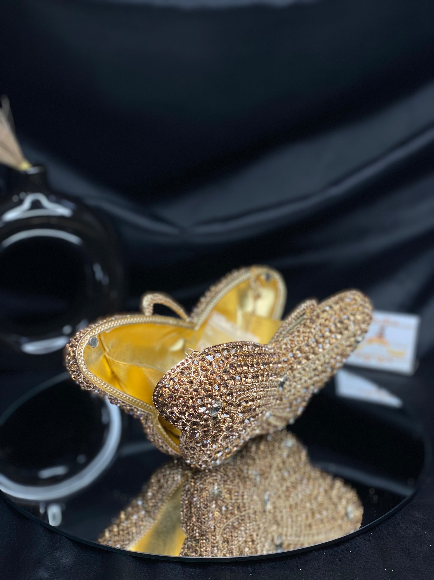 Gold Butterfly Crystal Clutch