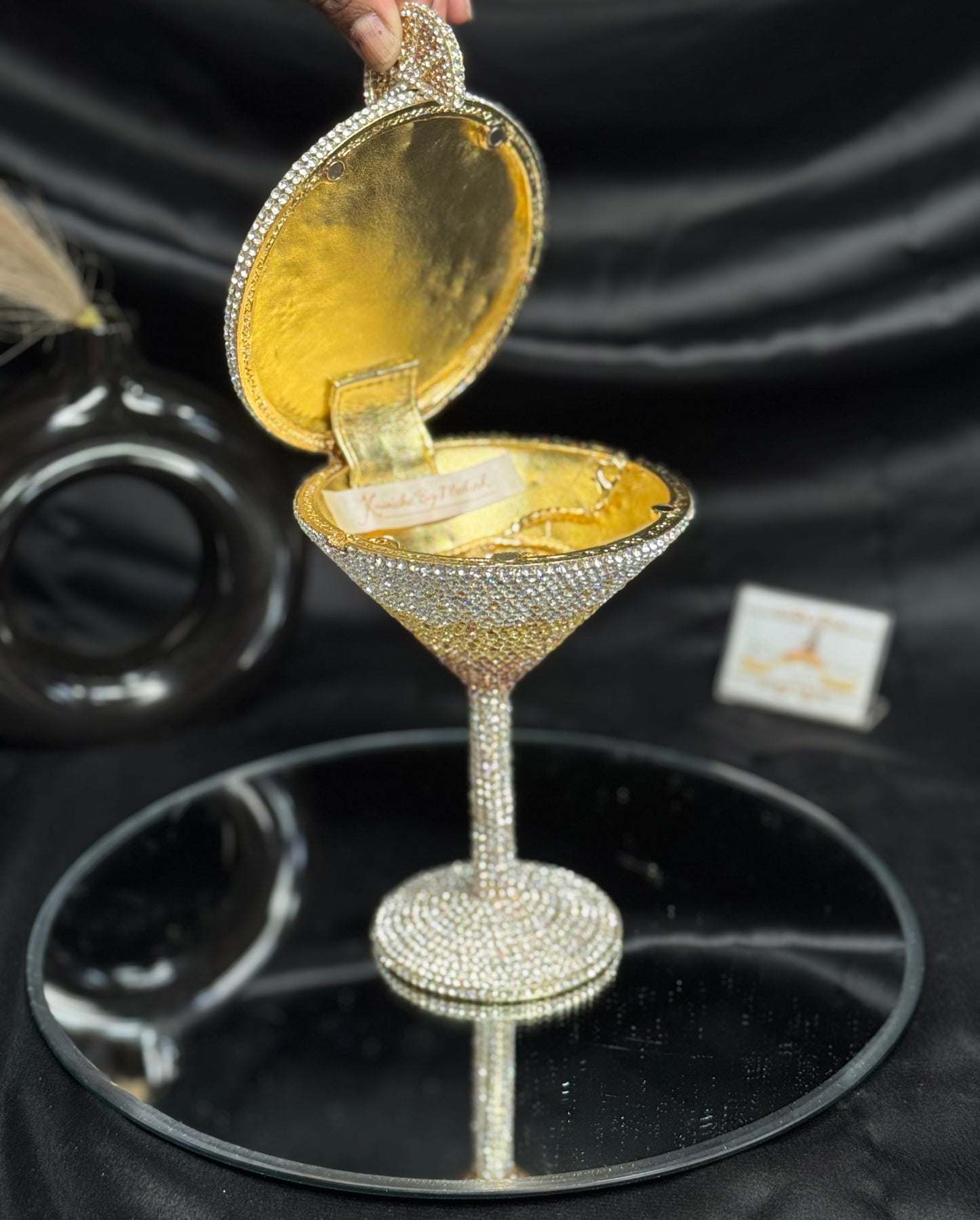 Martini Glass Crystal Clutch - Gold