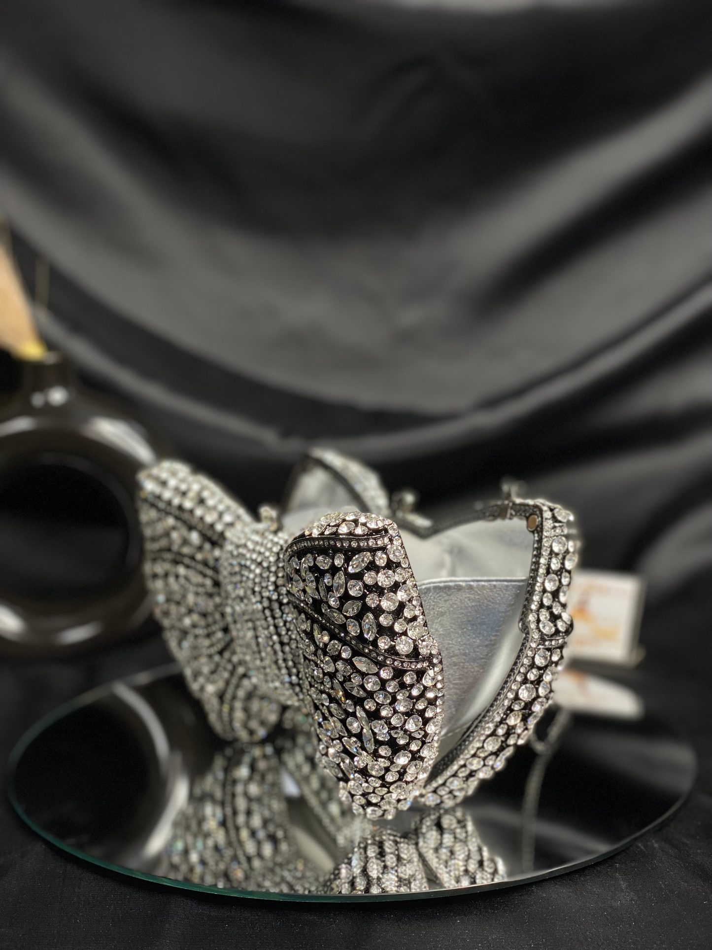 Black Bow Crystal Clutch