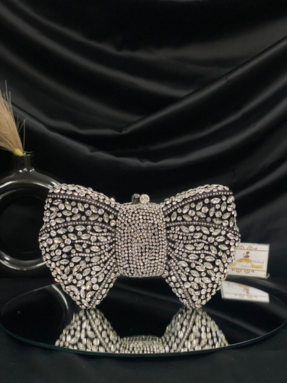 Black Bow Crystal Clutch