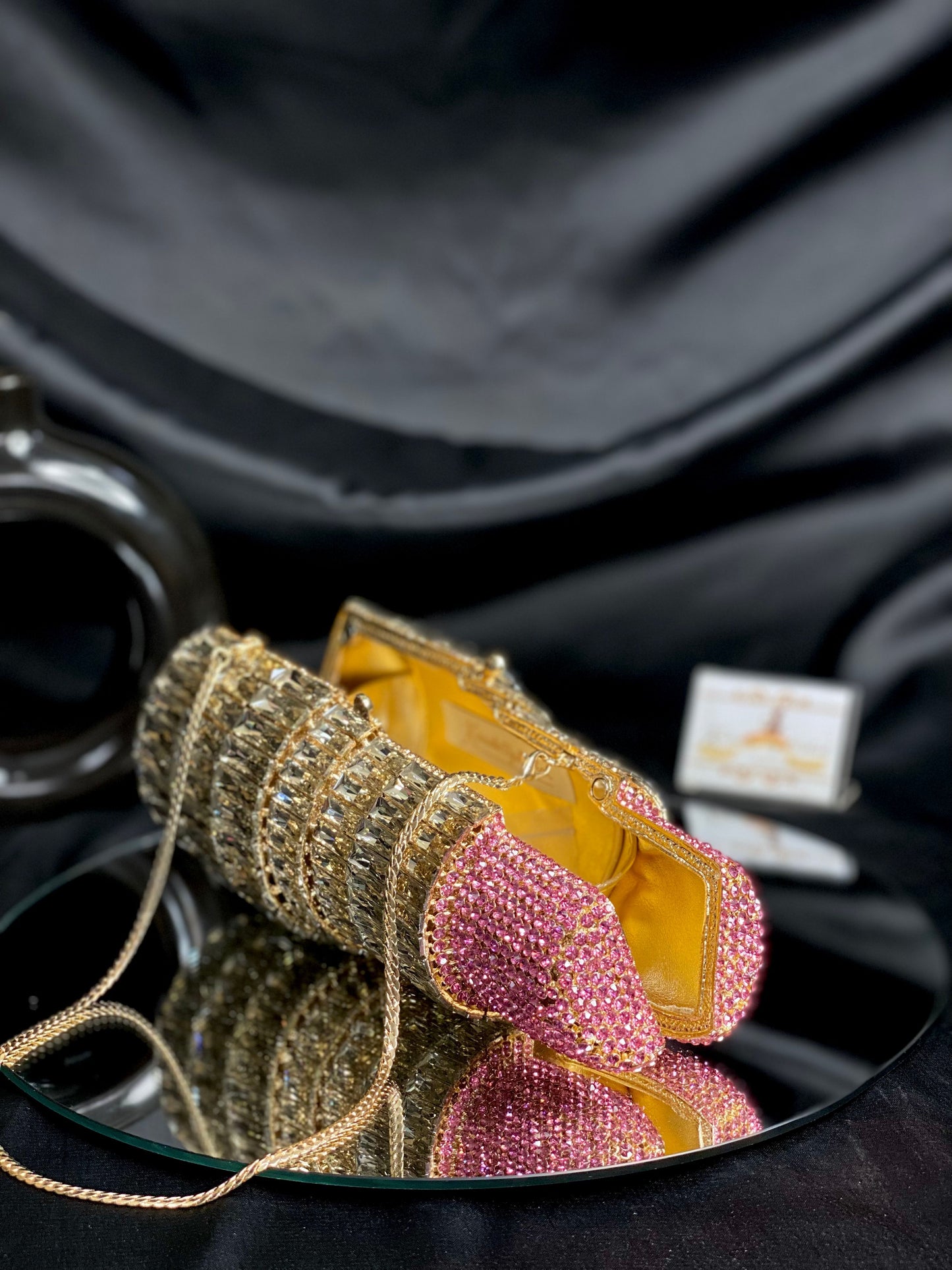 Gold Lipstick Crystal Clutch