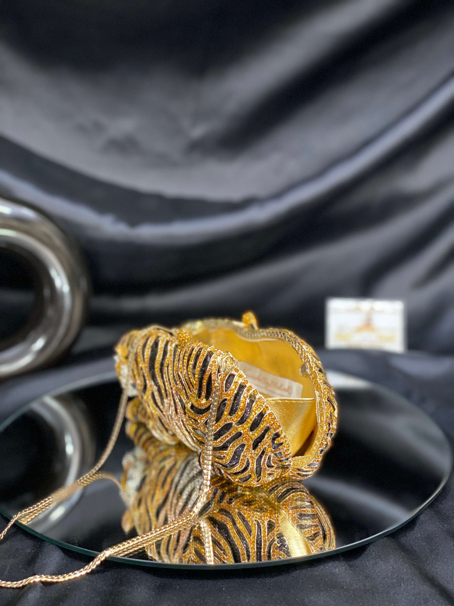 Gold Tiger Crystal Clutch