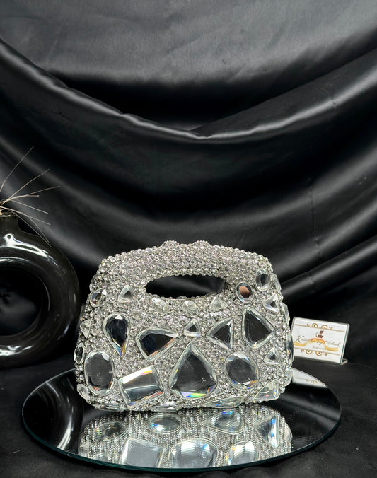 Jenna Crystal Clutch - Silver