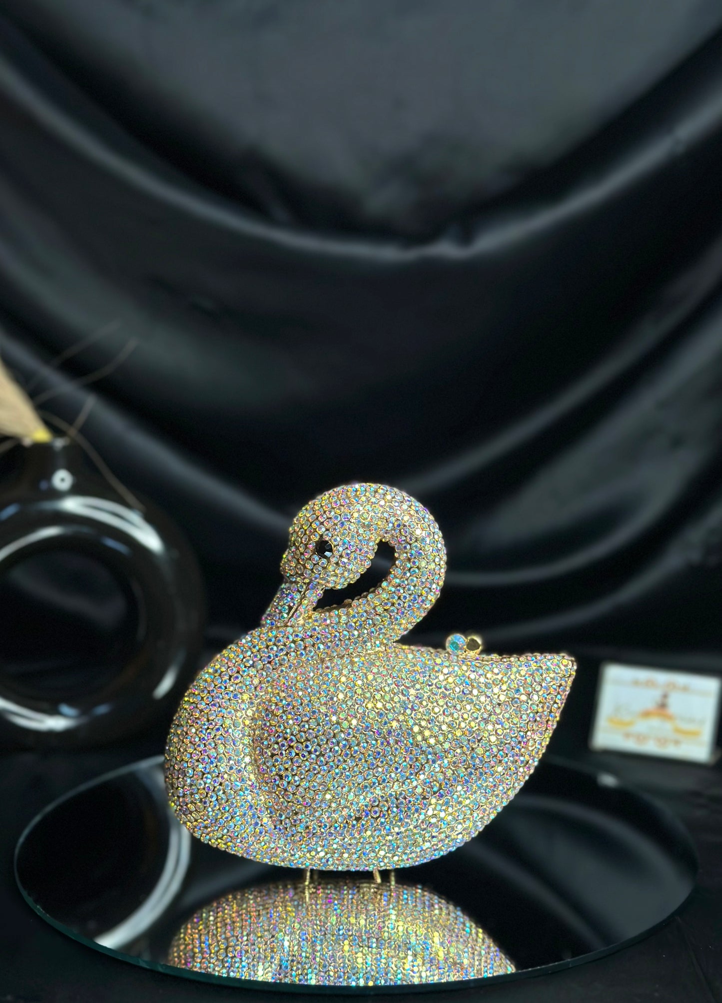 Swan Crystal Clutch - Gold Rainbow