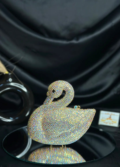 Swan Crystal Clutch - Gold Rainbow