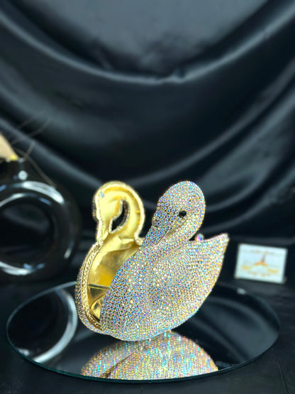 Swan Crystal Clutch - Gold Rainbow