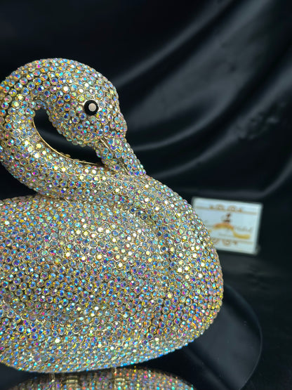 Swan Crystal Clutch - Gold Rainbow