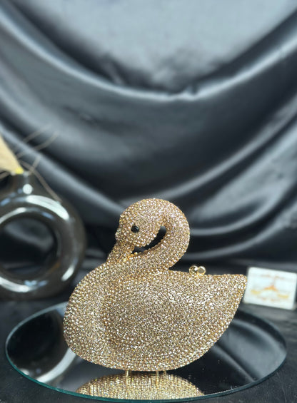 Swan Crystal Clutch - Gold