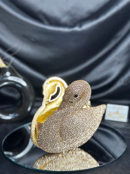 Swan Crystal Clutch - Gold