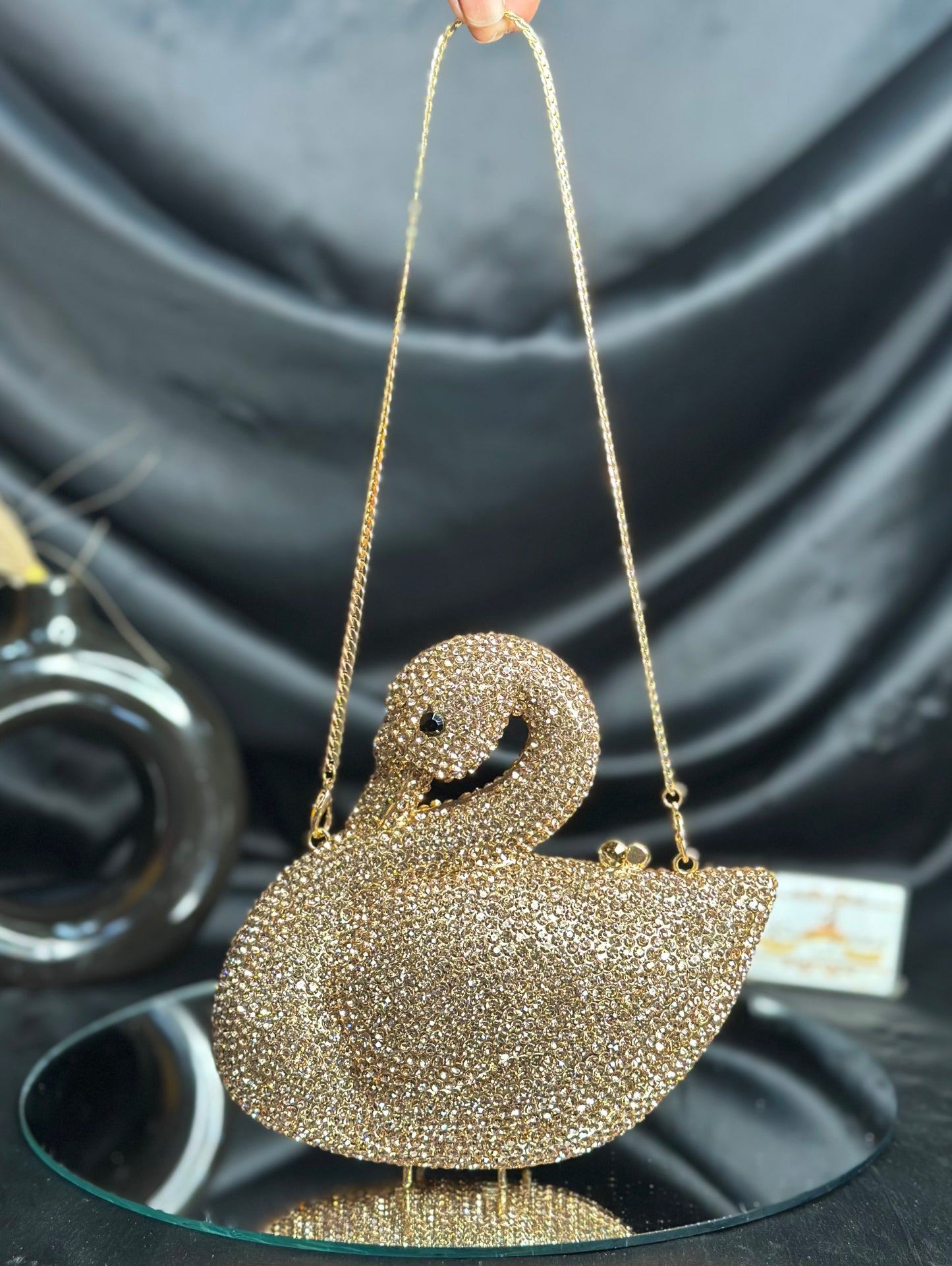Swan Crystal Clutch - Gold
