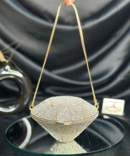 Diamond Crystal Clutch - Gold