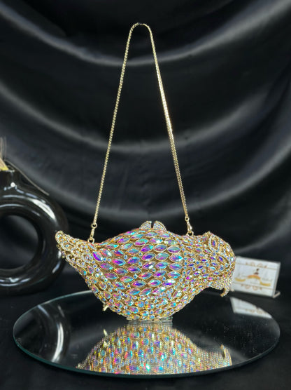 Bird Crystal Clutch - Gold AB