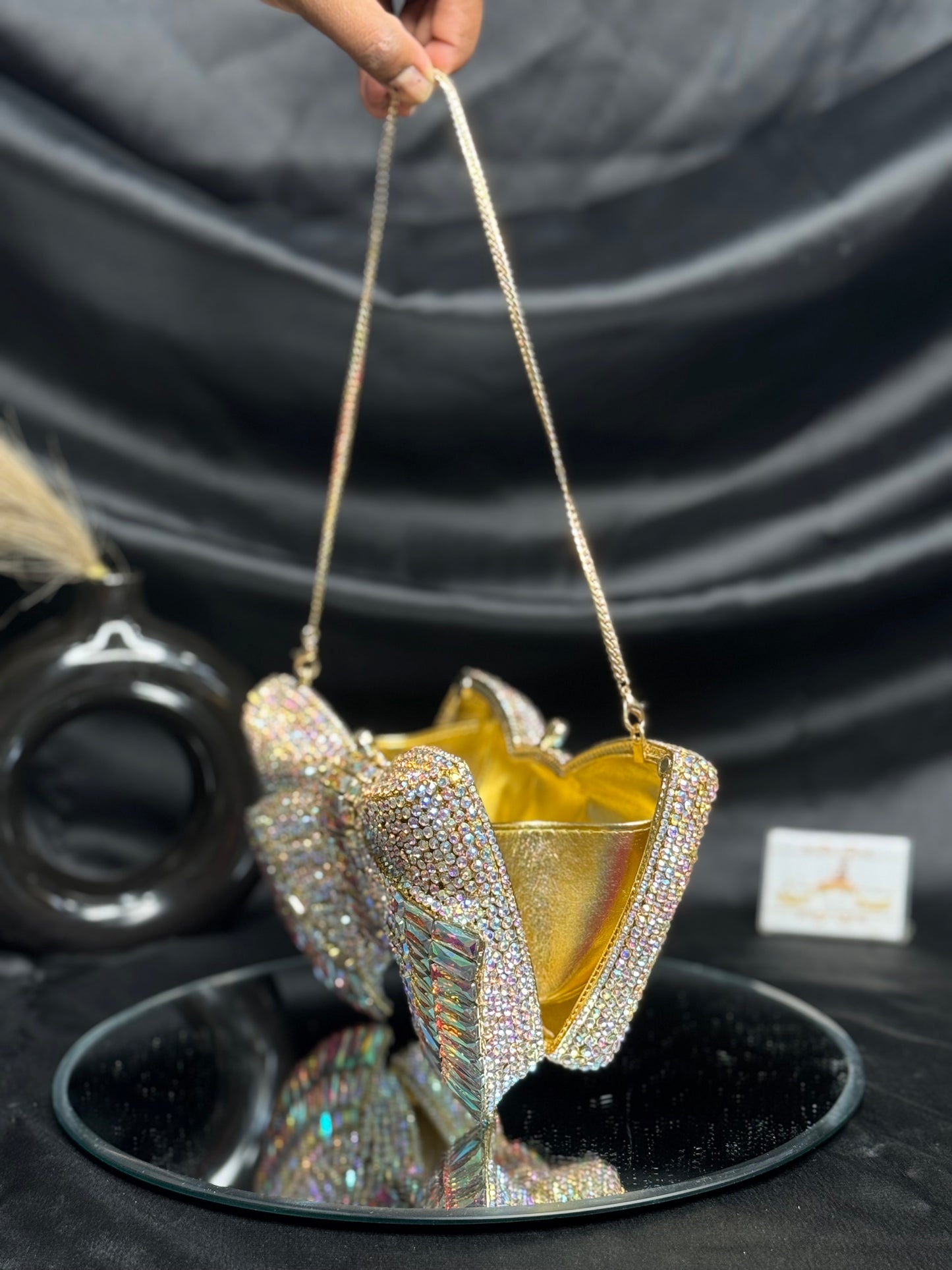 Premium Bow Crystal Clutch - Rainbow