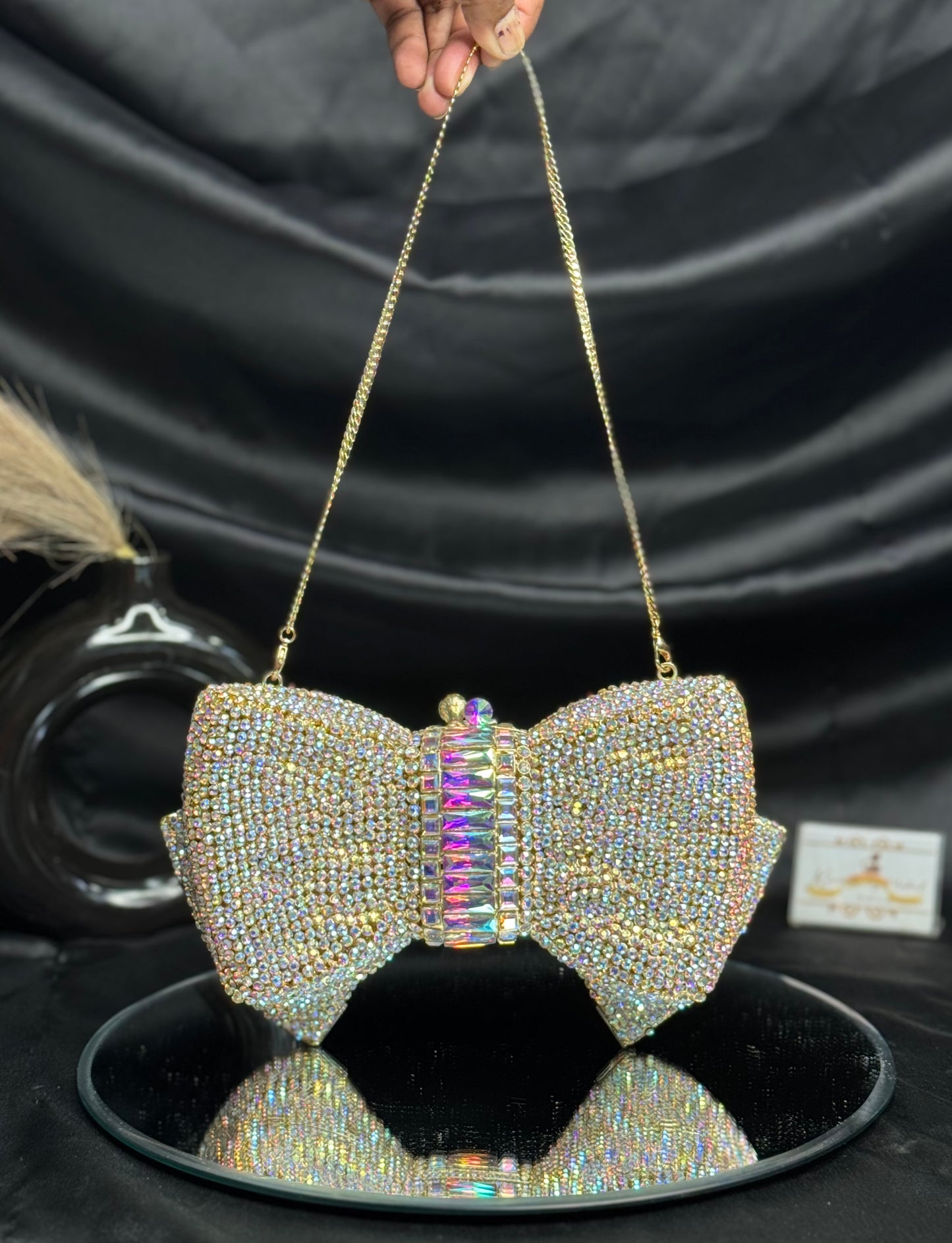 Premium Bow Crystal Clutch - Rainbow